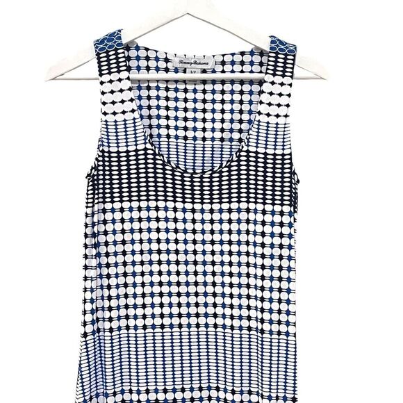 TOMMY BAHAMA Maxi Tank Knit Dress, Blue Multi Dots Size Small - Picture 3 of 7